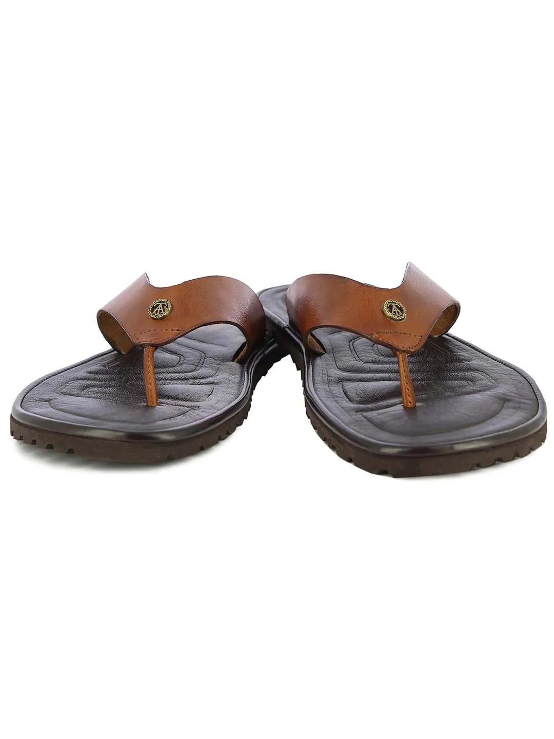 Alberto Torresi Mens Tan Teddy Wide Bar Slippers