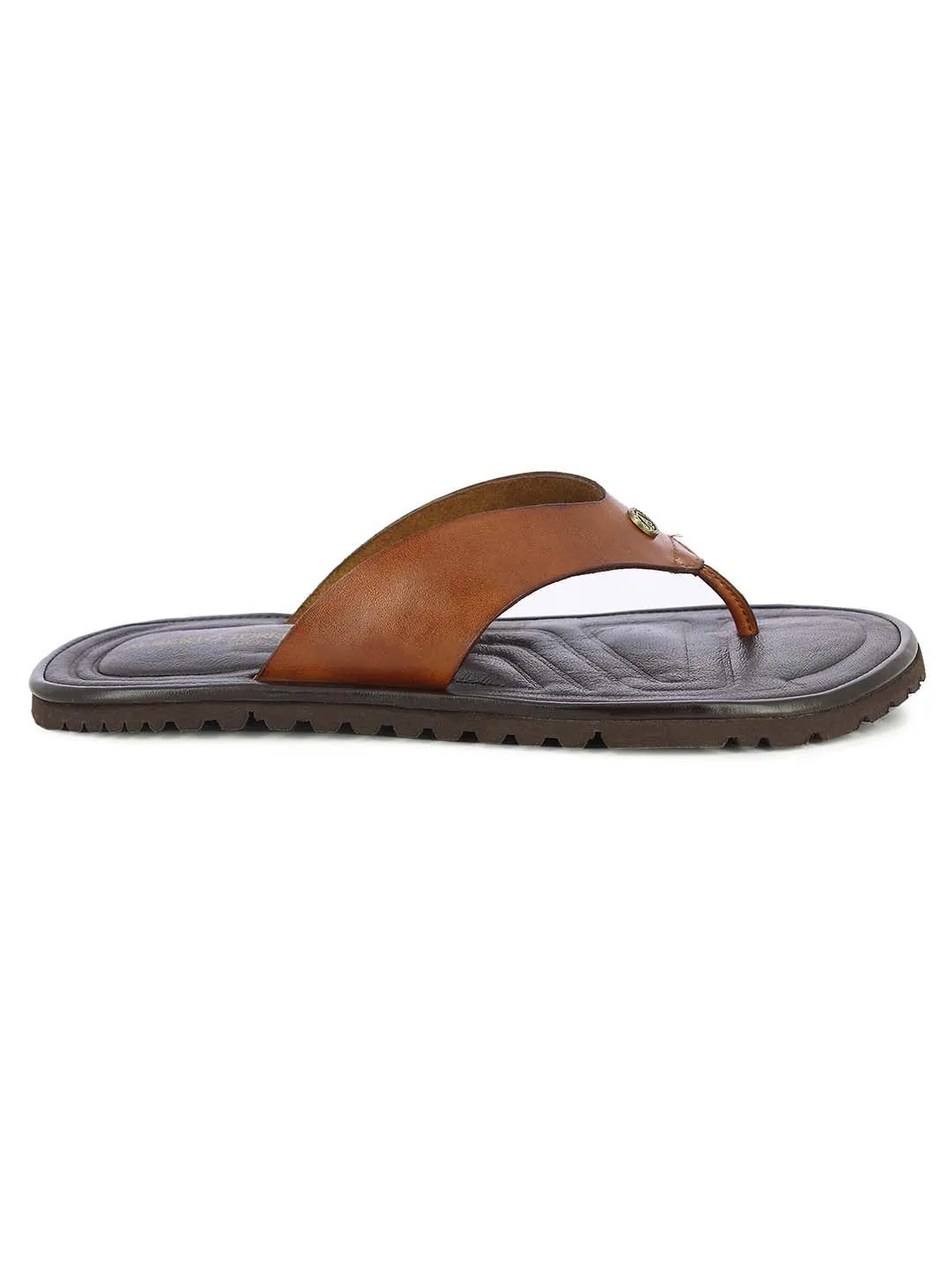 Alberto Torresi Mens Tan Teddy Wide Bar Slippers