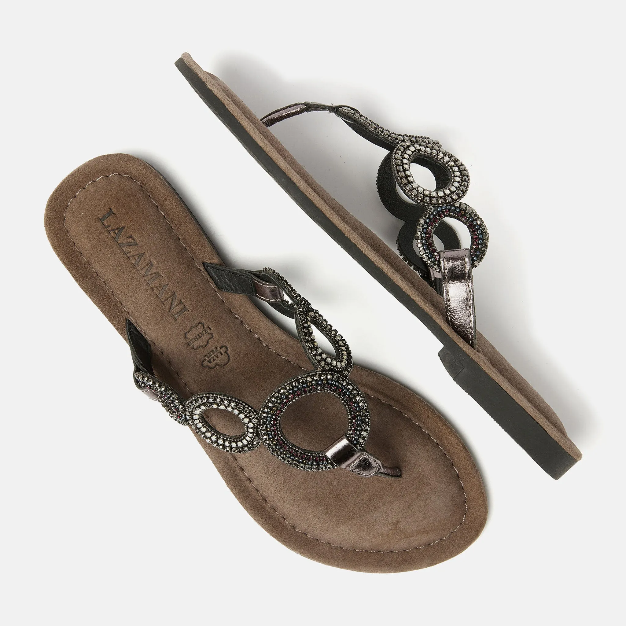 Arielle Leren Dames Slippers Pewter