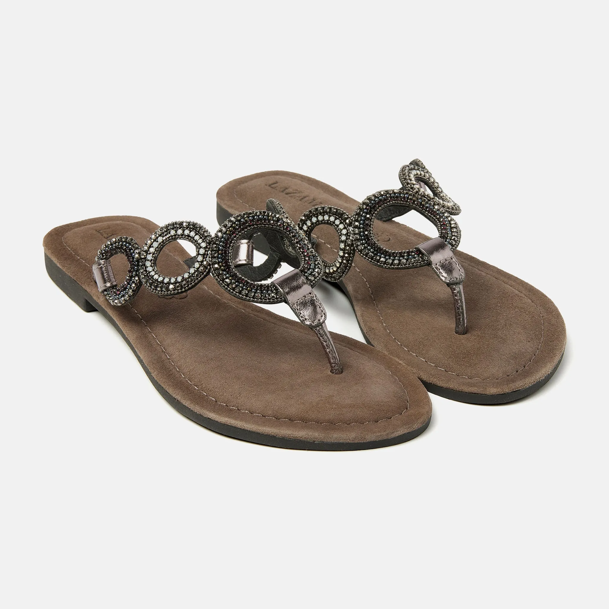 Arielle Leren Dames Slippers Pewter