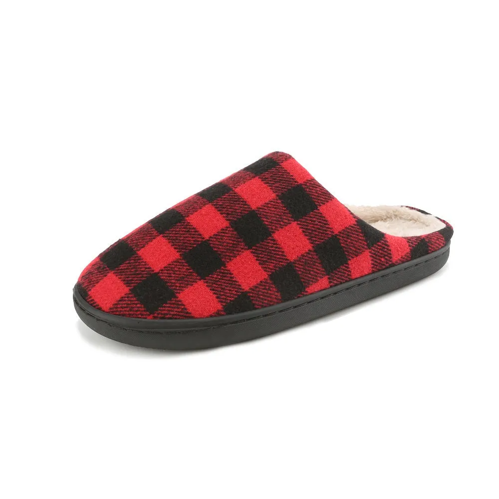 Braveman Men's Holiday Plaid Slide On House Slippers