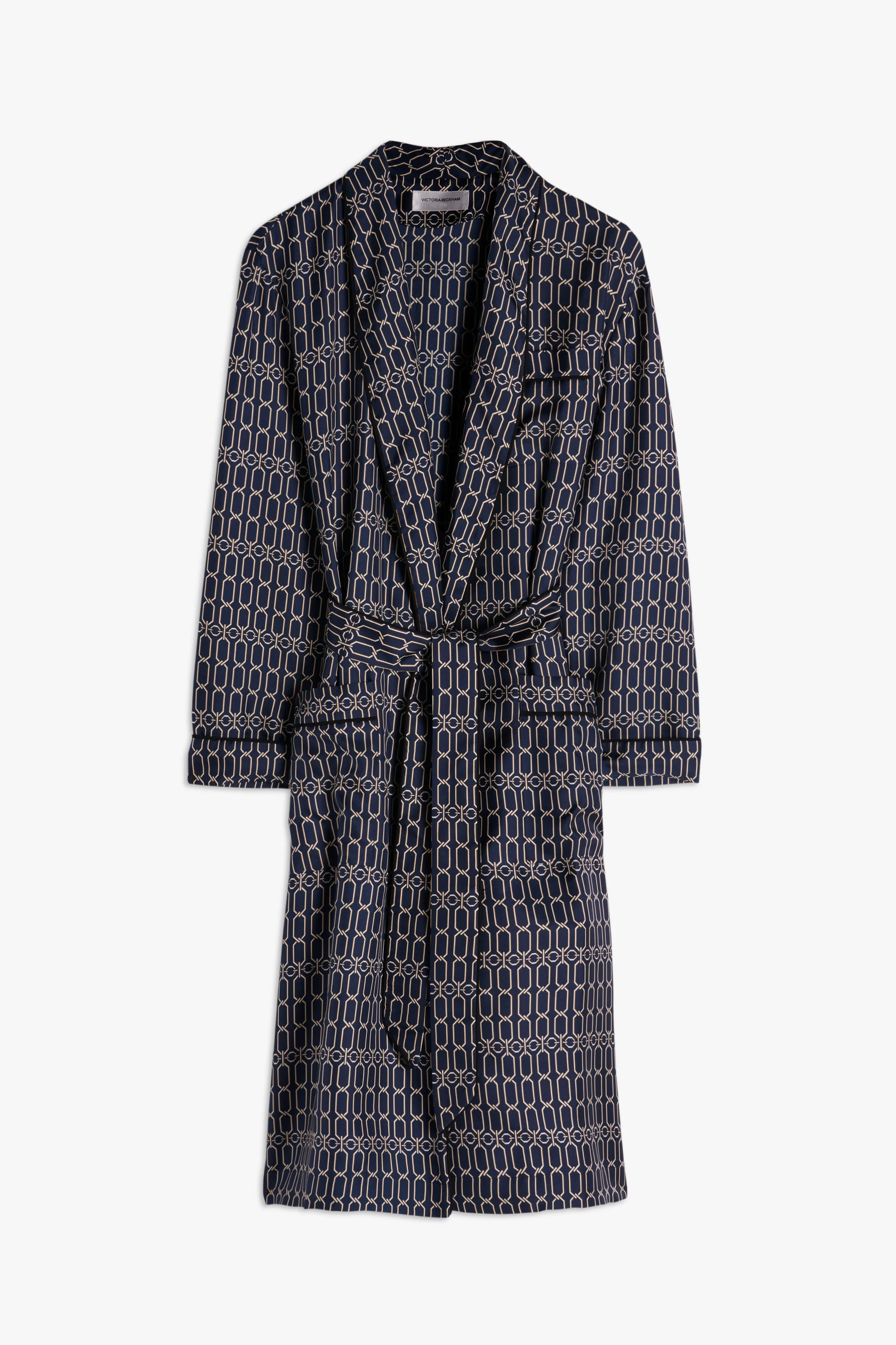 Chain Print Robe in Navy