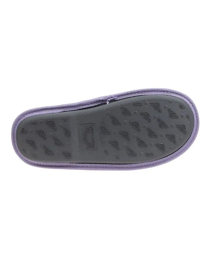 Embroidered Dot Purple Slipper with Bow