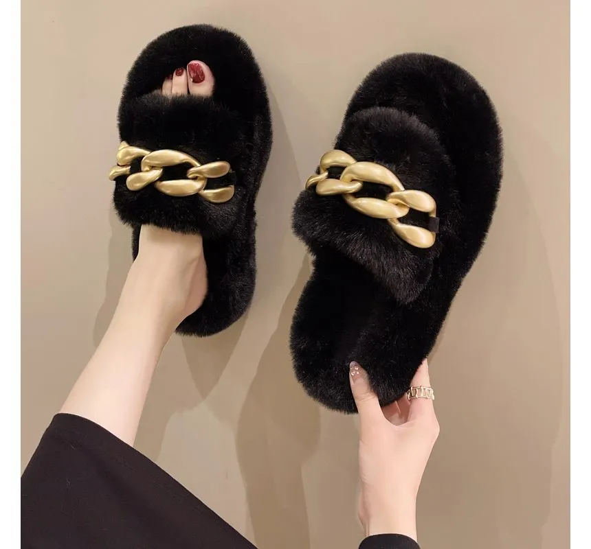 Fluffy Platform Slippers cc26