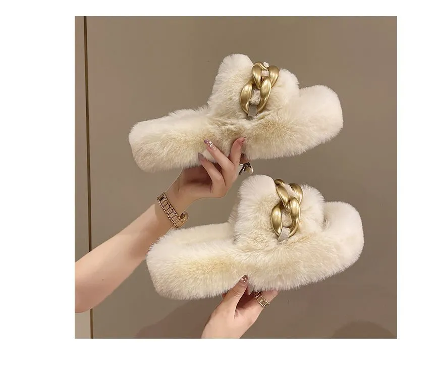 Fluffy Platform Slippers cc26