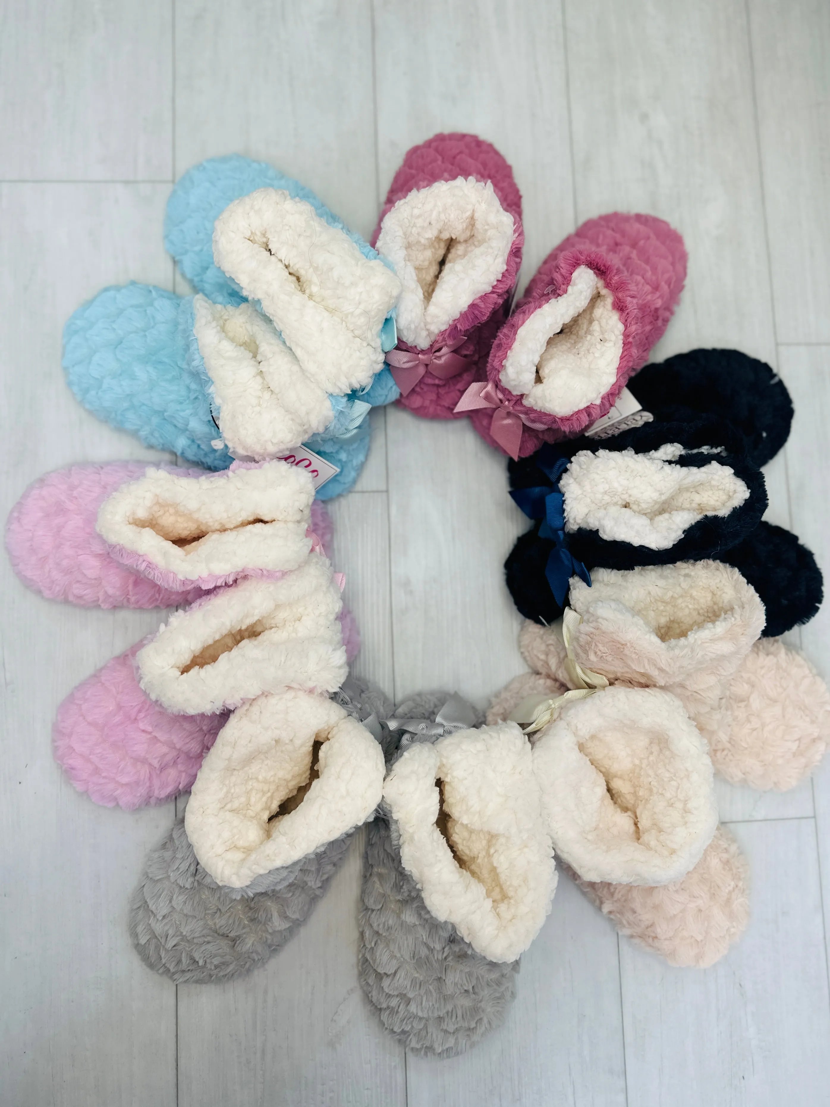 Fur Bow Slippers- Multiple Colors!