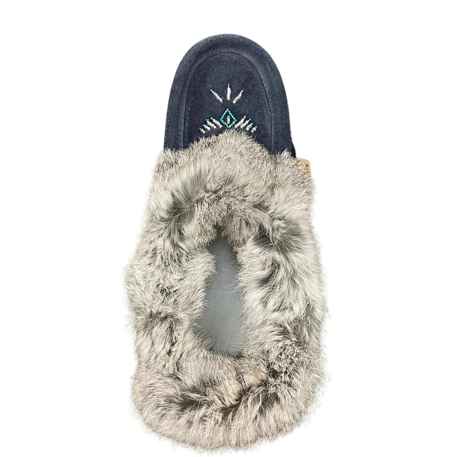 Fur Moccasin - Navy Blue