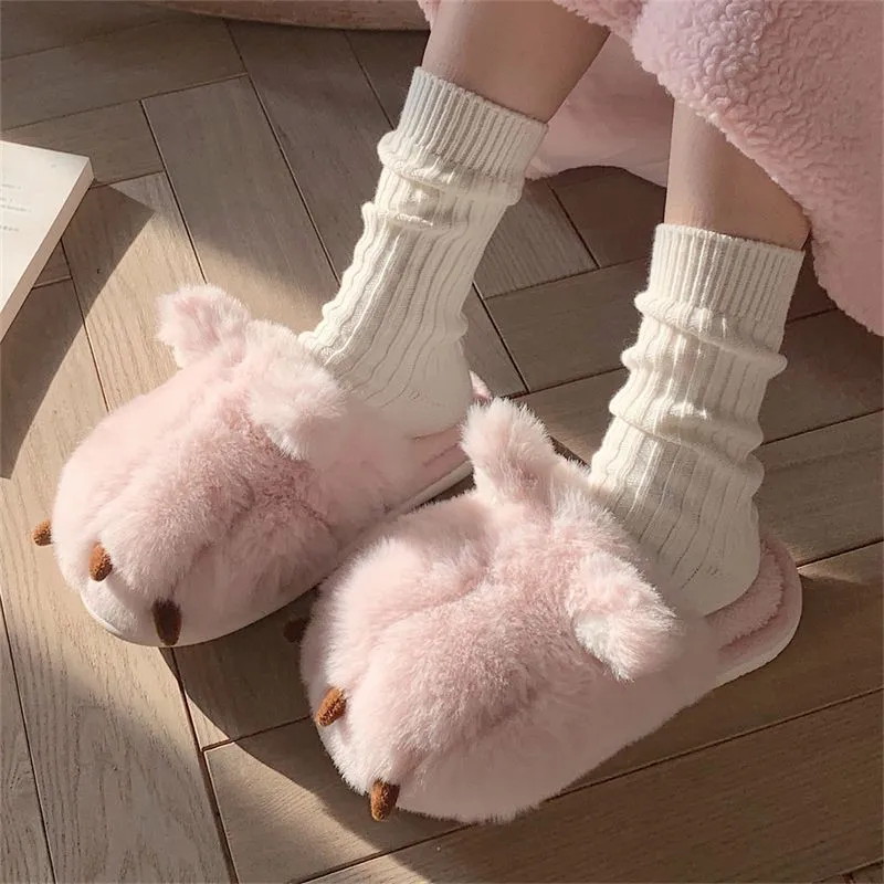 Kawaii Cat Paw Fluffy Slippers