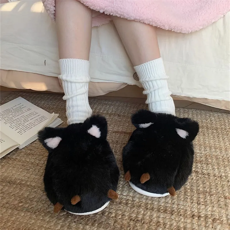 Kawaii Cat Paw Fluffy Slippers