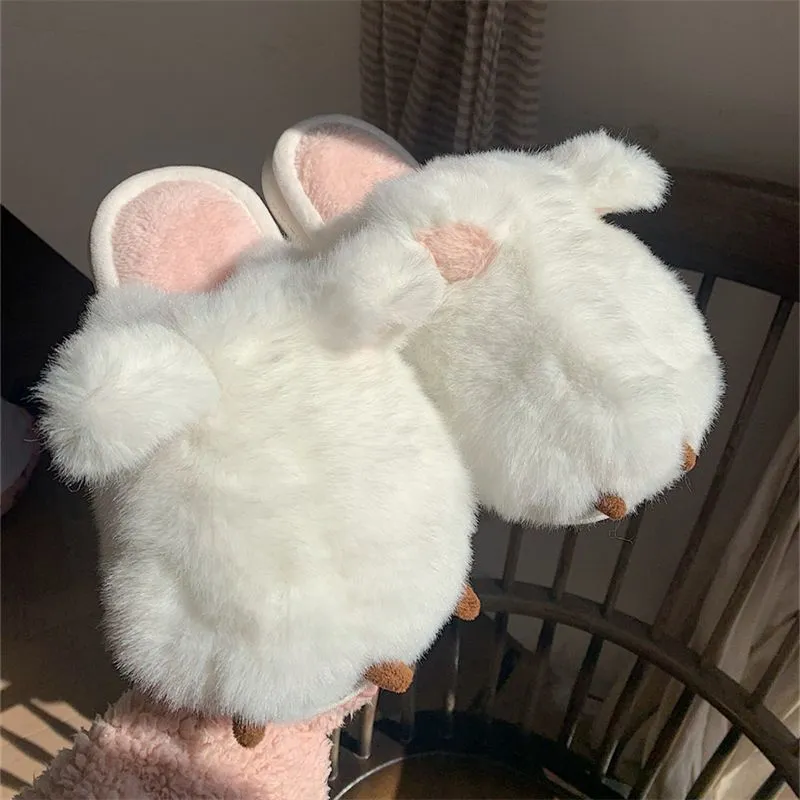 Kawaii Cat Paw Fluffy Slippers