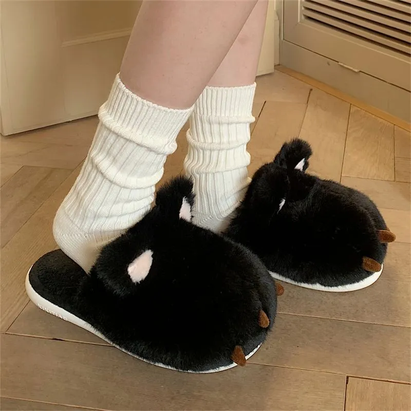 Kawaii Cat Paw Fluffy Slippers