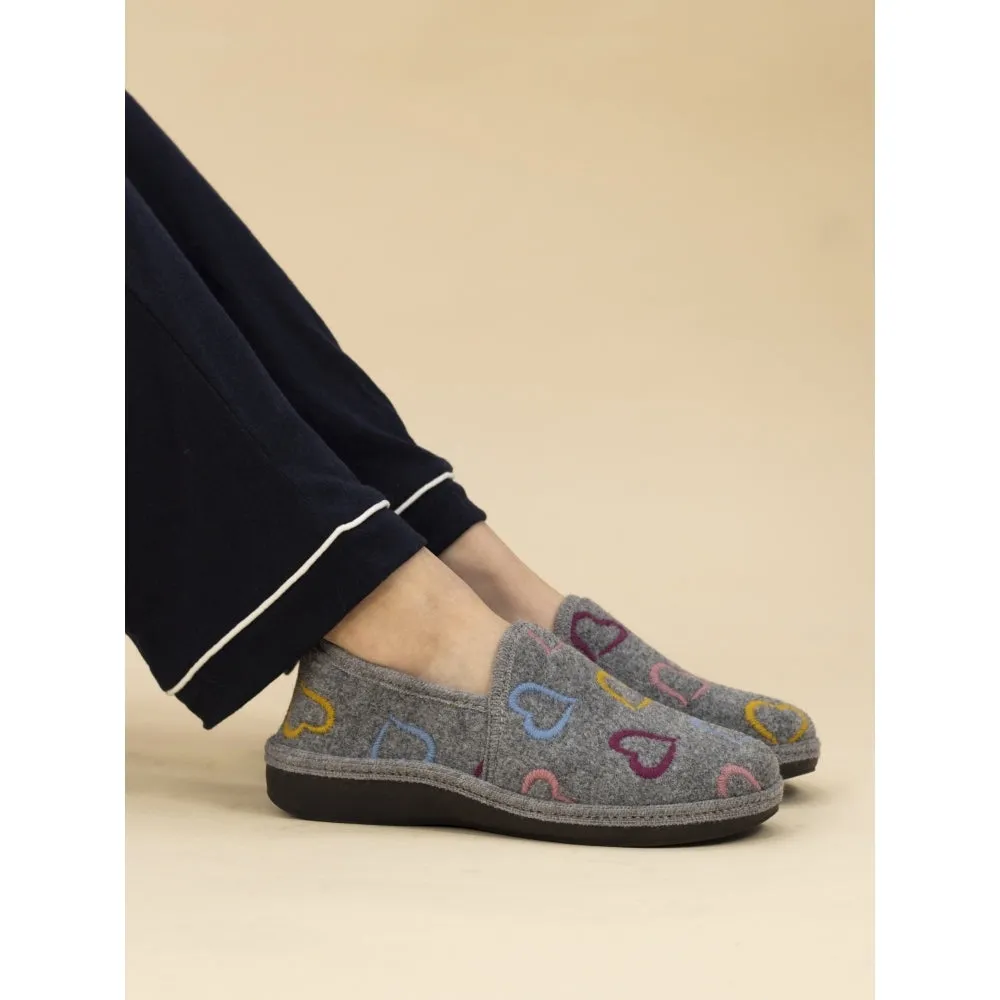 Ladies Bedroom Slippers Grey Lunar Soft Insoles Joyful