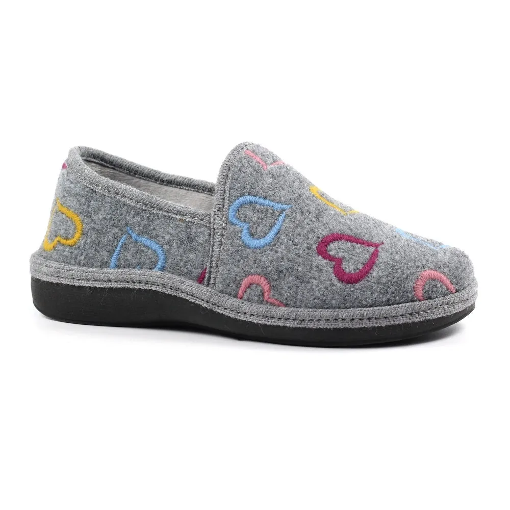 Ladies Bedroom Slippers Grey Lunar Soft Insoles Joyful