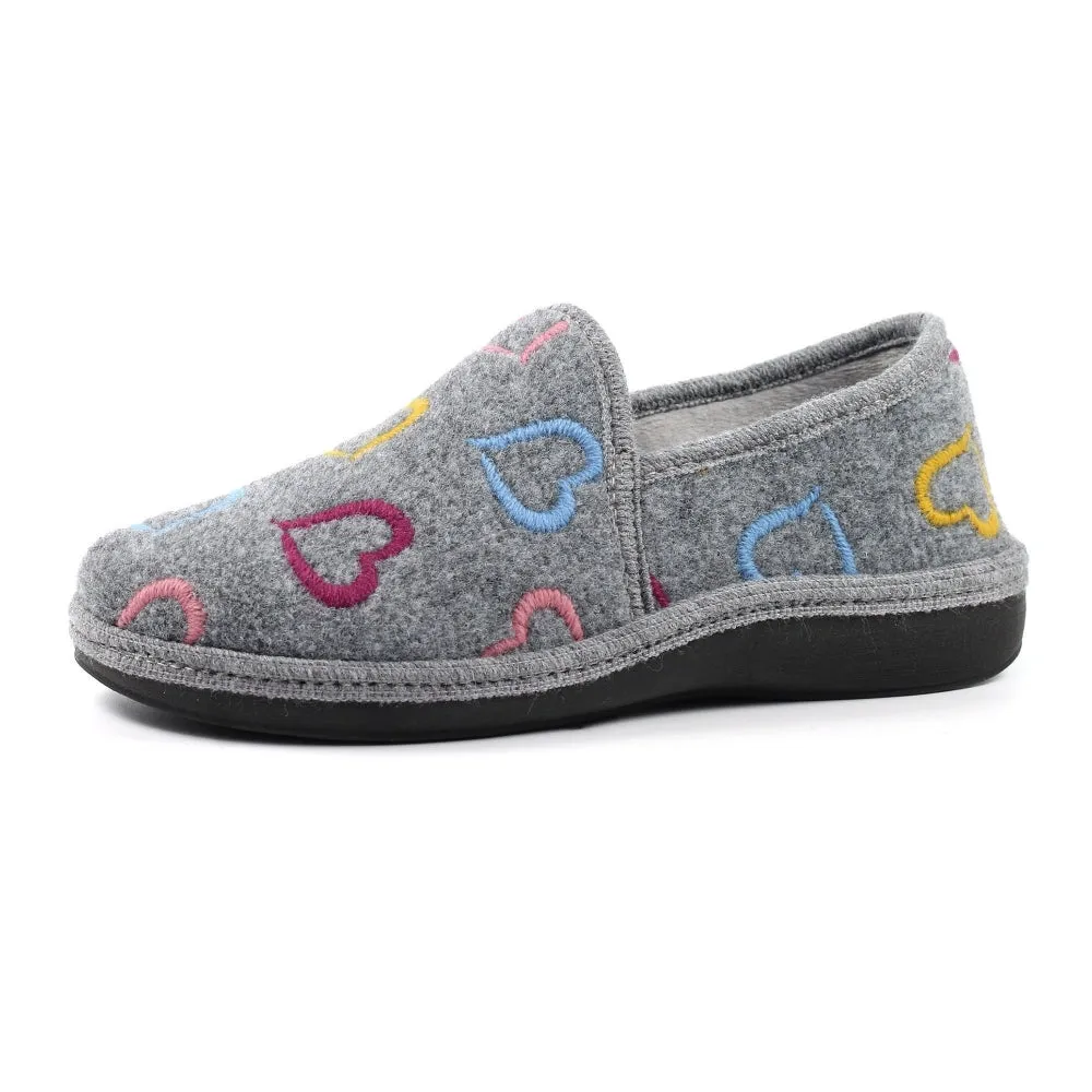 Ladies Bedroom Slippers Grey Lunar Soft Insoles Joyful