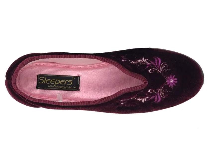 Ladies Bedroom Slippers Wine Sizes 3 to 8 Womens Comfort LS869D