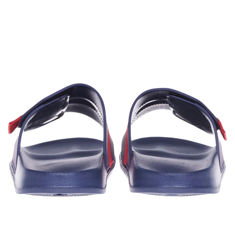 Lot swimming pool or sea slipper with strap 219535 0KT blue red