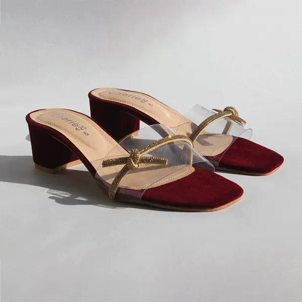 Maroon Heel Slippers for women