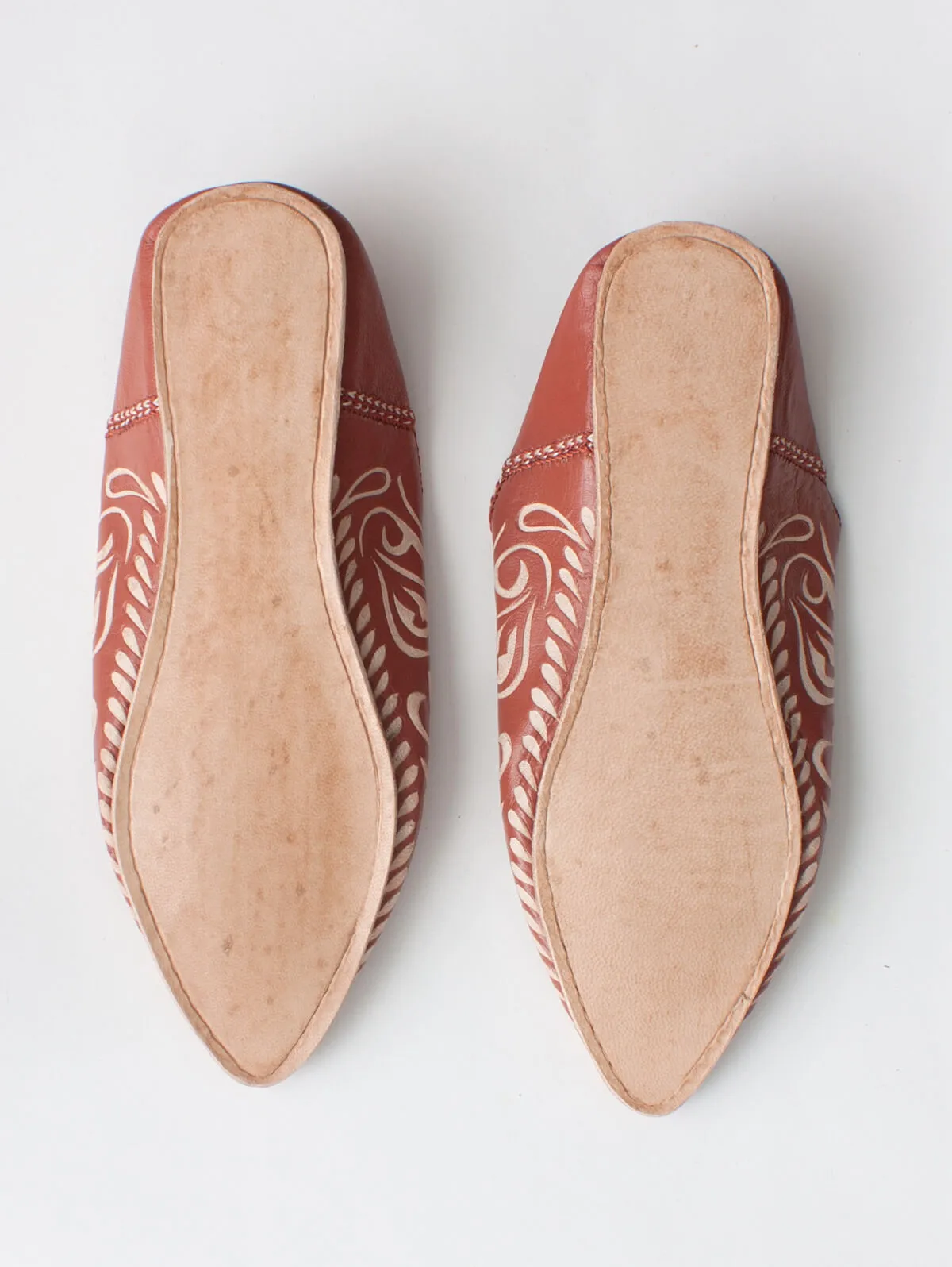 Moroccan Decorative Babouche Slippers, Terracotta