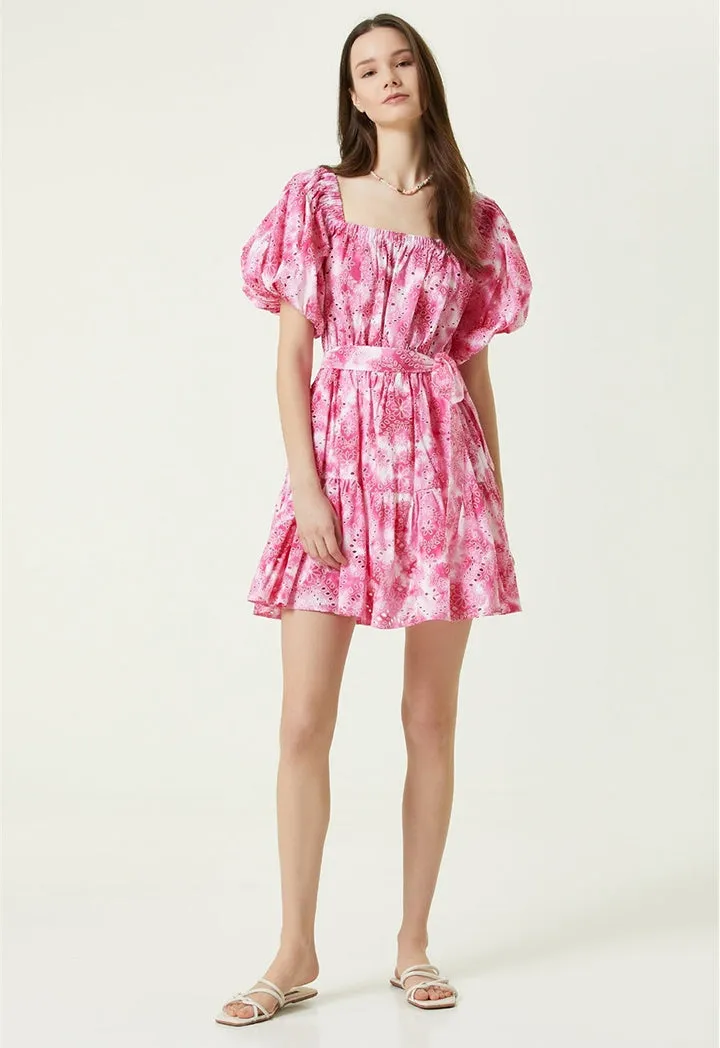 Network Guipure Midi Dress Pink