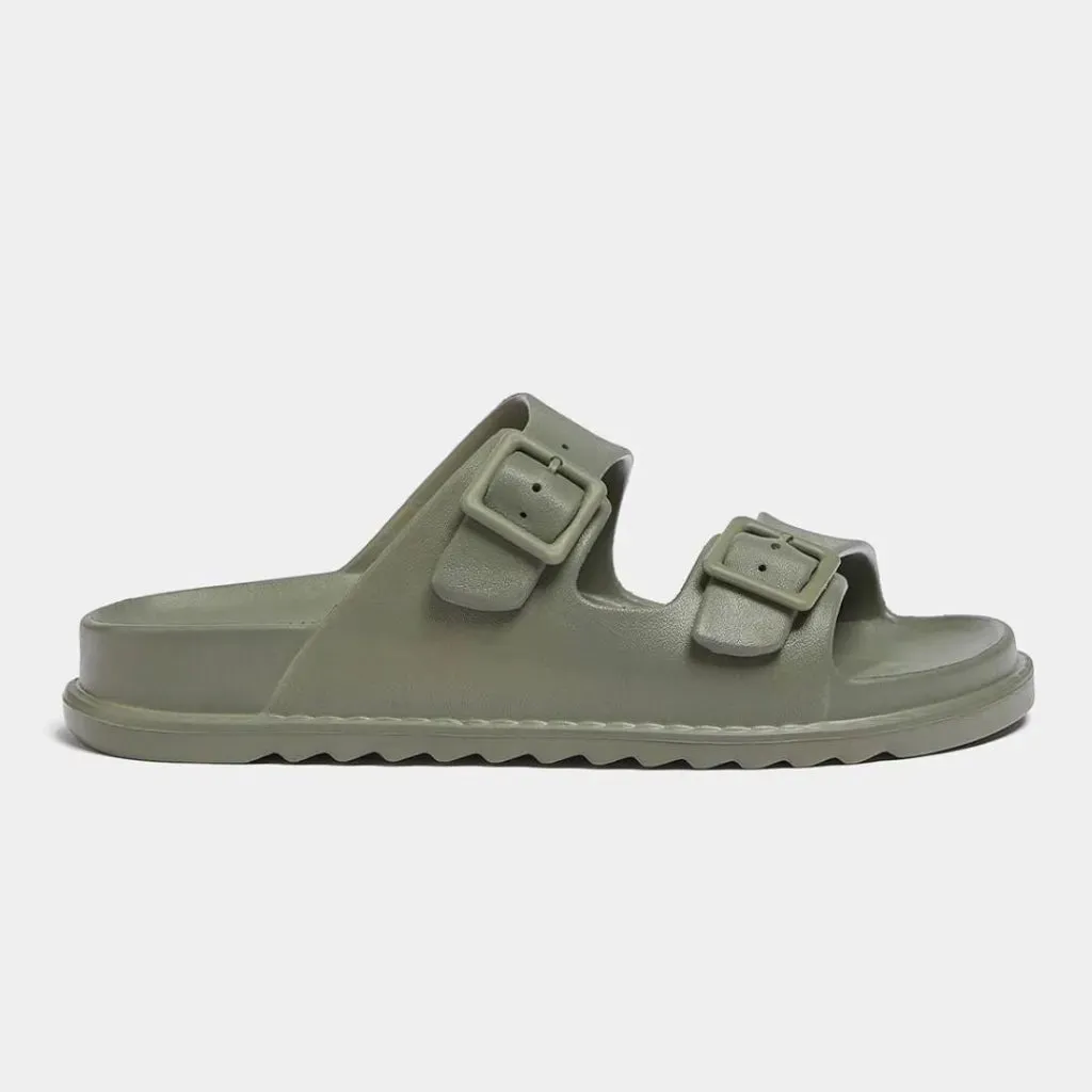 Pull & Bear RUBBERISED SANDALS WITH BUCKLES SLIDES - OLV