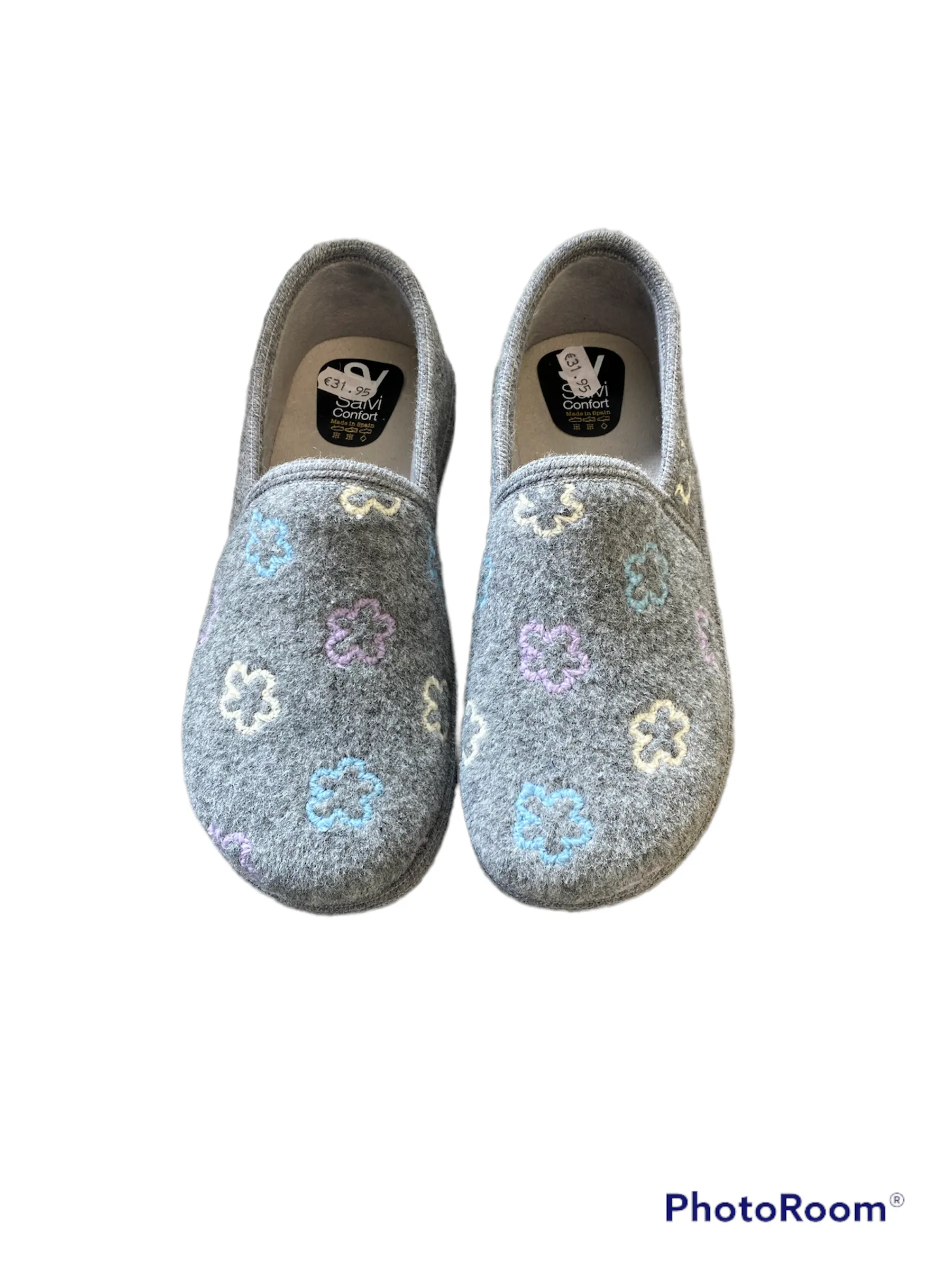 Salvi Grey Flower Slippers