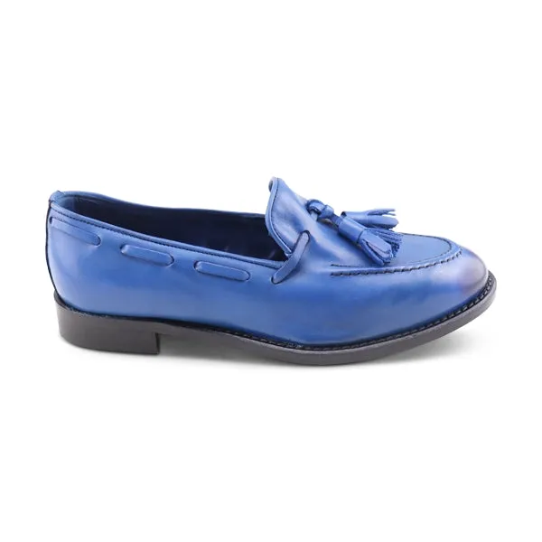 Slippers in pelle bluette