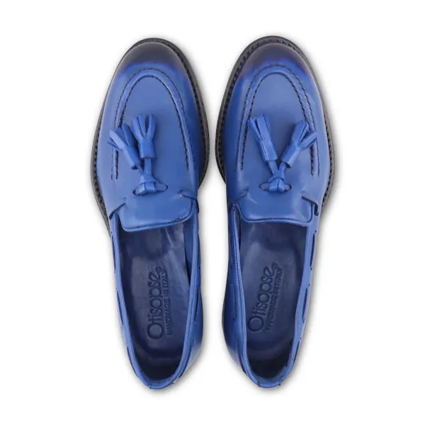 Slippers in pelle bluette