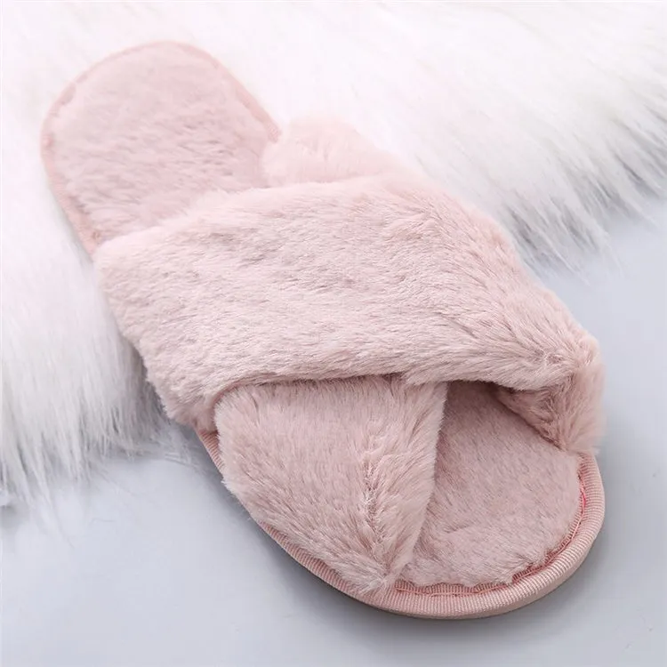 Soft Fluffy Cozy Faux Fur Slippers - Jennyhome