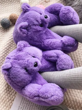 TEDDY BEAR SLIPPERS - PURPLE