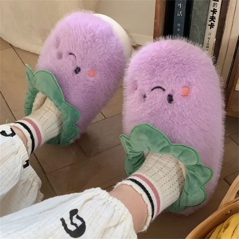 Warm Plush Vegetable Slippers