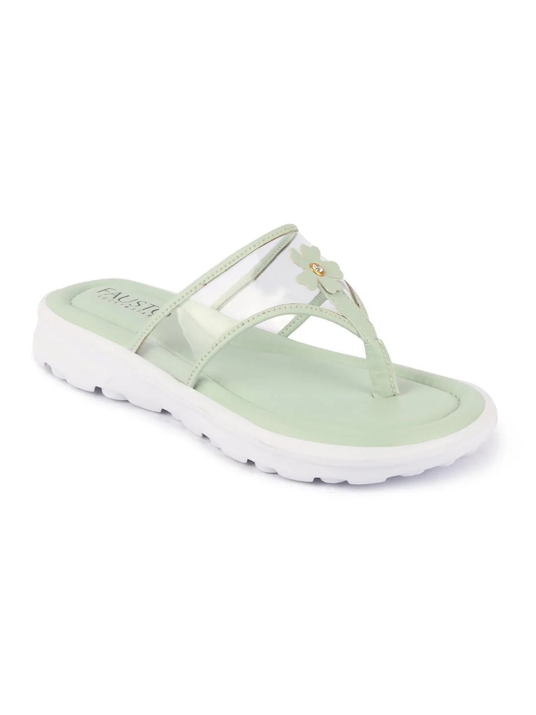 Women Green Casual Party Beach Fashion Stylish Floral Design Thong Flats Wedges Slipper