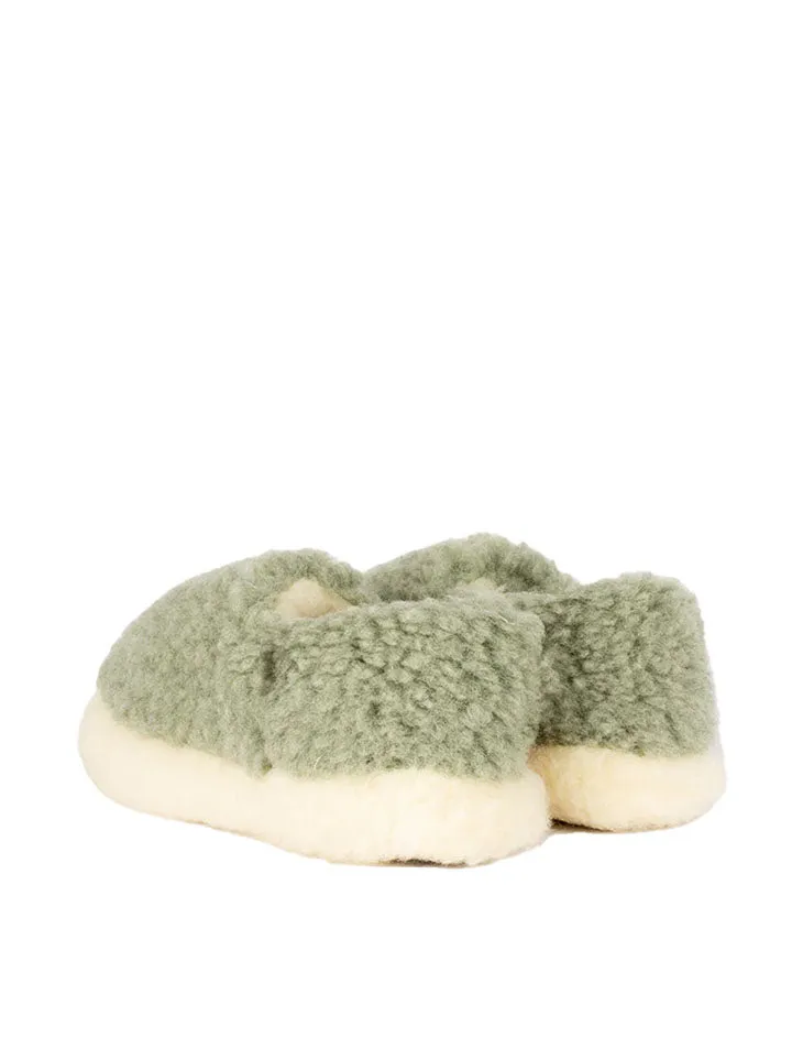 Yoko Wool Womens Siberian Wool Slippers Green